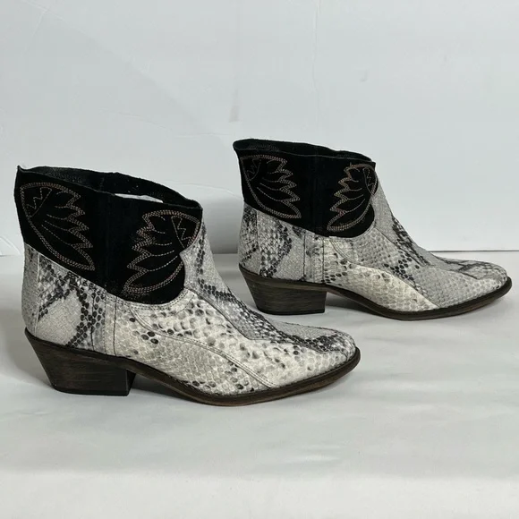 NWOT Free People Dorado Leather Snake Print Ankle Boots